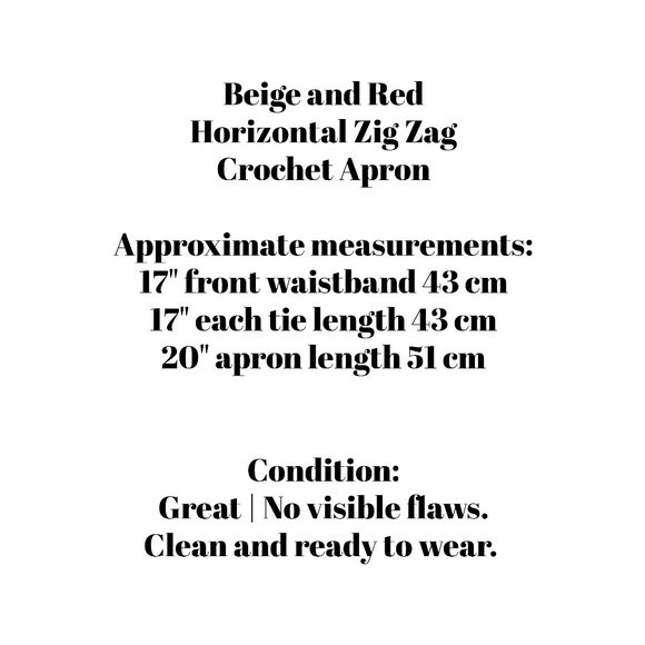 Vintage Beige and Red Zig Zag Crochet 50s Style Half Apron - Picture 12 of 12